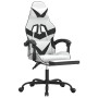 Silla gaming giratoria reposapiés cuero sintético blanco negro en Sillas gaming | Comprar online en Foru.es