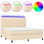 Cama box spring colchón y luces LED tela crema 160x200 cm de vidaXL, Camas y somieres - Ref: Foro24-3135130, Precio: 625,57 €...