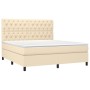 Cama box spring colchón y luces LED tela crema 160x200 cm de vidaXL, Camas y somieres - Ref: Foro24-3135130, Precio: 625,57 €...