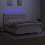 Cama box spring colchón y luces LED tela crema 160x200 cm de vidaXL, Camas y somieres - Ref: Foro24-3135130, Precio: 625,57 €...