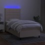 Cama box spring colchón y luces LED tela crema 100x200 cm de vidaXL, Camas y somieres - Ref: Foro24-3134858, Precio: 328,87 €...