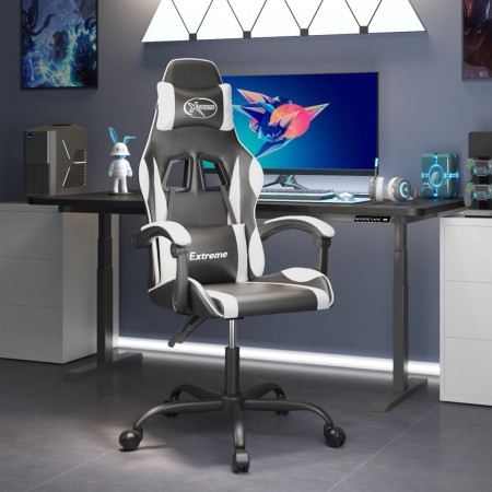Silla gaming giratoria cuero sintético negro y blanco en Sillas gaming | Comprar online en Foru.es