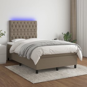 Cama box spring con colchón y LED tela gris taupe 120x200 cm de vidaXL, Camas y somieres - Ref: Foro24-3135105, Precio: 430,4...