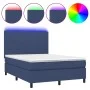 Cama box spring colchón y luces LED tela azul 140x200 cm de vidaXL, Camas y somieres - Ref: Foro24-3134723, Precio: 499,26 €,...