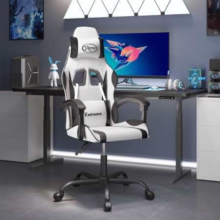 Silla gaming giratoria cuero sintético blanco y negro en Sillas gaming | Comprar online en Foru.es