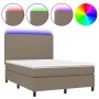 Cama box spring colchón y luces LED tela gris taupe 140x200 cm de vidaXL, Camas y somieres - Ref: Foro24-3134721, Precio: 543...