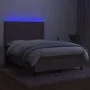 Cama box spring colchón y luces LED tela gris taupe 140x200 cm de vidaXL, Camas y somieres - Ref: Foro24-3134721, Precio: 543...
