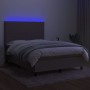 Cama box spring colchón y luces LED tela gris taupe 140x200 cm de vidaXL, Camas y somieres - Ref: Foro24-3134721, Precio: 544...