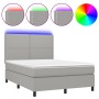 Cama box spring colchón y luces LED tela gris claro 140x190 cm de vidaXL, Camas y somieres - Ref: Foro24-3134789, Precio: 488...