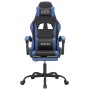 Silla gaming giratoria y reposapiés cuero sintético negro azul en Sillas gaming | Comprar online en Foru.es