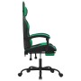 Silla gaming giratoria y reposapiés cuero sintético negro verde en Sillas gaming | Comprar online en Foru.es