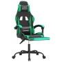 Silla gaming giratoria y reposapiés cuero sintético negro verde en Sillas gaming | Comprar online en Foru.es