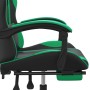 Silla gaming giratoria y reposapiés cuero sintético negro verde en Sillas gaming | Comprar online en Foru.es