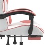 Silla gaming giratoria y reposapiés cuero sintético blanco rosa en Sillas gaming | Comprar online en Foru.es