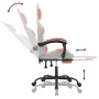 Silla gaming giratoria y reposapiés cuero sintético blanco rosa en Sillas gaming | Comprar online en Foru.es
