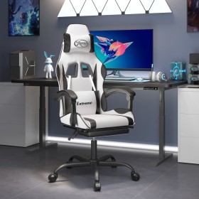 Silla gaming giratoria reposapiés cuero sintético blanco negro en Sillas gaming | Comprar online en Foru.es