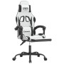 Silla gaming giratoria reposapiés cuero sintético blanco negro en Sillas gaming | Comprar online en Foru.es