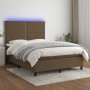Cama box spring colchón luces LED tela marrón oscuro 140x190 cm de vidaXL, Camas y somieres - Ref: Foro24-3134792, Precio: 48...