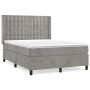 Cama box spring con colchón terciopelo gris claro 140x200 cm de vidaXL, Camas y somieres - Ref: Foro24-3132921, Precio: 517,5...