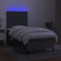 Cama box spring colchón y luces LED tela gris oscuro 80x200 cm de vidaXL, Camas y somieres - Ref: Foro24-3134830, Precio: 329...