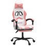 Silla gaming giratoria y reposapiés cuero sintético blanco rosa en Sillas gaming | Comprar online en Foru.es