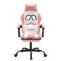 Silla gaming giratoria y reposapiés cuero sintético blanco rosa en Sillas gaming | Comprar online en Foru.es