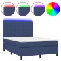 Cama box spring colchón y luces LED tela azul 140x200 cm de vidaXL, Camas y somieres - Ref: Foro24-3134883, Precio: 498,10 €,...