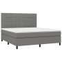 Cama box spring colchón y luces LED tela gris oscuro 160x200 cm de vidaXL, Camas y somieres - Ref: Foro24-3134886, Precio: 57...