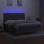 Cama box spring colchón y luces LED tela gris oscuro 160x200 cm de vidaXL, Camas y somieres - Ref: Foro24-3134886, Precio: 57...