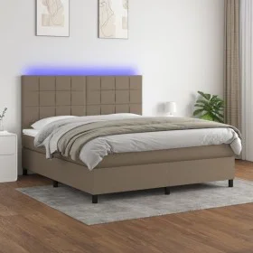 Cama box spring colchón y luces LED tela gris taupe 160x200 cm de vidaXL, Camas y somieres - Ref: Foro24-3134889, Precio: 604...