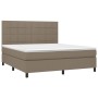 Cama box spring colchón y luces LED tela gris taupe 160x200 cm de vidaXL, Camas y somieres - Ref: Foro24-3134889, Precio: 571...