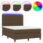 Cama box spring colchón luces LED tela marrón oscuro 140x200cm de vidaXL, Camas y somieres - Ref: Foro24-3134960, Precio: 514...