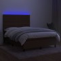 Cama box spring colchón luces LED tela marrón oscuro 140x200cm de vidaXL, Camas y somieres - Ref: Foro24-3134960, Precio: 514...