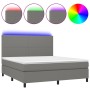 Cama box spring colchón y luces LED tela gris oscuro 180x200 cm de vidaXL, Camas y somieres - Ref: Foro24-3134734, Precio: 64...