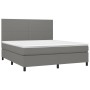 Cama box spring colchón y luces LED tela gris oscuro 180x200 cm de vidaXL, Camas y somieres - Ref: Foro24-3134734, Precio: 64...