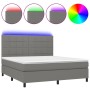 Cama box spring colchón y luces LED tela gris oscuro 180x200 cm de vidaXL, Camas y somieres - Ref: Foro24-3134894, Precio: 63...