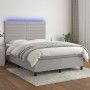 Cama box spring colchón y luces LED tela gris claro 140x200 cm de vidaXL, Camas y somieres - Ref: Foro24-3134957, Precio: 491...