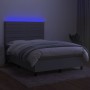 Cama box spring colchón y luces LED tela gris claro 140x200 cm de vidaXL, Camas y somieres - Ref: Foro24-3134957, Precio: 491...