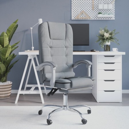 Silla de oficina reclinable con masaje de tela gris claro en Sillas de oficina | Comprar online en Foru.es