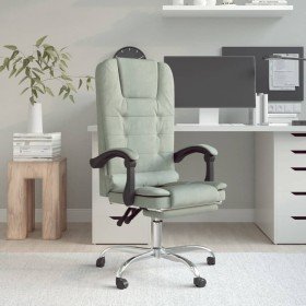 Silla de oficina reclinable con masaje terciopelo gris claro en Sillas de oficina | Comprar online en Foru.es