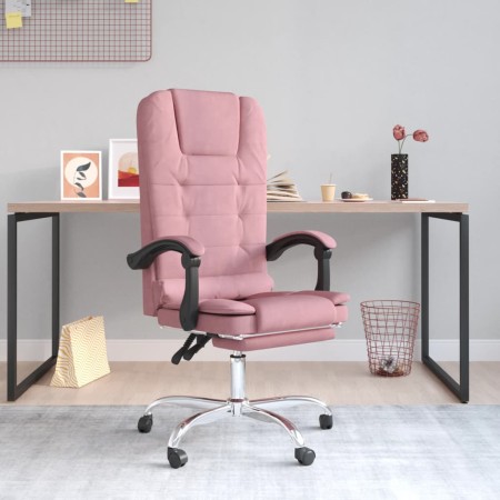 Silla de oficina reclinable con masaje terciopelo rosa en Sillas de oficina | Comprar online en Foru.es
