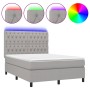 Cama box spring colchón y luces LED tela gris claro 140x190 cm de vidaXL, Camas y somieres - Ref: Foro24-3135109, Precio: 512...