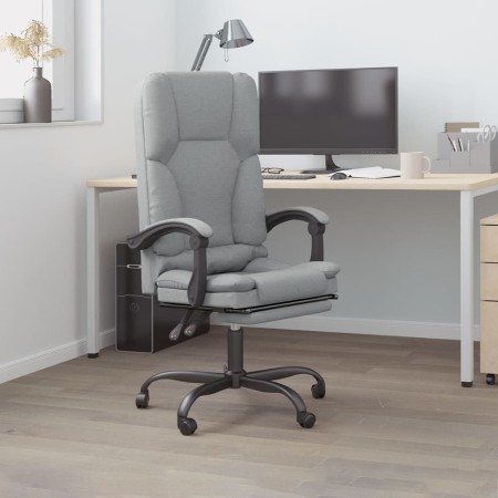Silla de oficina reclinable con masaje de tela gris claro en Sillas de oficina | Comprar online en Foru.es
