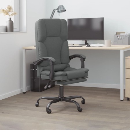 Silla de oficina reclinable con masaje de tela gris oscuro en Sillas de oficina | Comprar online en Foru.es