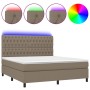 Cama box spring colchón y luces LED tela gris taupe 160x200 cm de vidaXL, Camas y somieres - Ref: Foro24-3135129, Precio: 637...