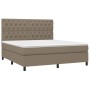 Cama box spring colchón y luces LED tela gris taupe 160x200 cm de vidaXL, Camas y somieres - Ref: Foro24-3135129, Precio: 637...