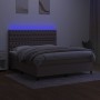 Cama box spring colchón y luces LED tela gris taupe 160x200 cm de vidaXL, Camas y somieres - Ref: Foro24-3135129, Precio: 637...