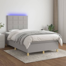 Cama box spring con colchón tela y LED gris claro 120x200 cm de vidaXL, Camas y somieres - Ref: Foro24-3135421, Precio: 415,2...