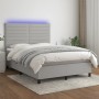 Cama box spring colchón y luces LED tela gris claro 140x190 cm de vidaXL, Camas y somieres - Ref: Foro24-3134949, Precio: 524...