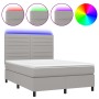 Cama box spring colchón y luces LED tela gris claro 140x190 cm de vidaXL, Camas y somieres - Ref: Foro24-3134949, Precio: 524...